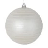 6 Inch White Candy Glitter Lines Round Christmas Ball Shatterproof Ornament -Winter Decor Hub N187811D