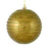 6 Inch Olive Candy Glitter Lines Round Christmas Ball Shatterproof Ornament -Winter Decor Hub N187814D