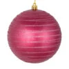 6 Inch Berry Red Candy Glitter Lines Round Christmas Ball Shatterproof Ornament -Winter Decor Hub N187821D