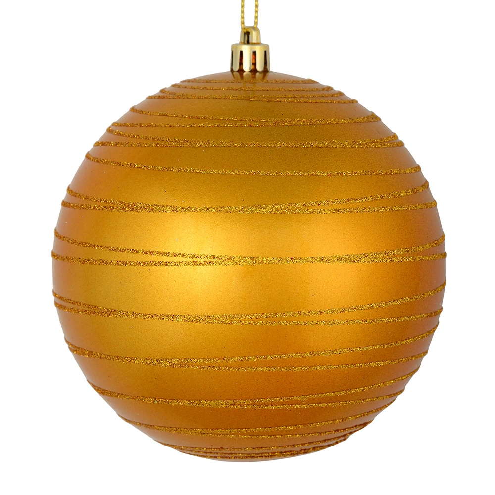 6 Inch Antique Gold Candy Glitter Lines Round Christmas Ball Shatterproof Ornament 3 6 Inch Antique Gold Candy Glitter Lines Round Christmas Ball Shatterproof Ornament