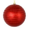 6 Inch Copper Gold Candy Glitter Lines Round Christmas Ball Shatterproof Ornament -Winter Decor Hub N187833D