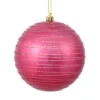 6 Inch Mauve Candy Glitter Lines Round Christmas Ball Shatterproof Ornament