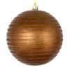 6 Inch Mocha Candy Glitter Lines Round Christmas Ball Shatterproof Ornament -Winter Decor Hub N187876D