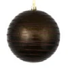 6 Inch Gunmetal Candy Glitter Lines Round Christmas Ball Shatterproof Ornament -Winter Decor Hub N187884D
