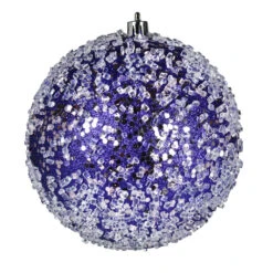10 Inch Purple Glitter Hail Christmas Ball Ornament