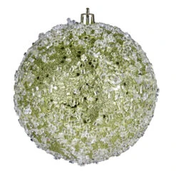 10 Inch Lime Glitter Hail Christmas Ball Ornament