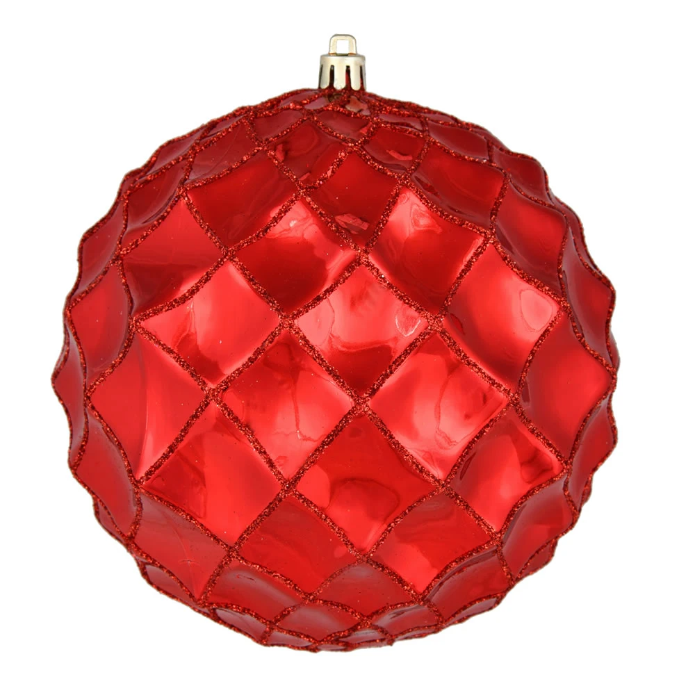 6 Inch Red Shiny Form Geometric Christmas Ball Ornament 3 6 Inch Red Shiny Form Geometric Christmas Ball Ornament