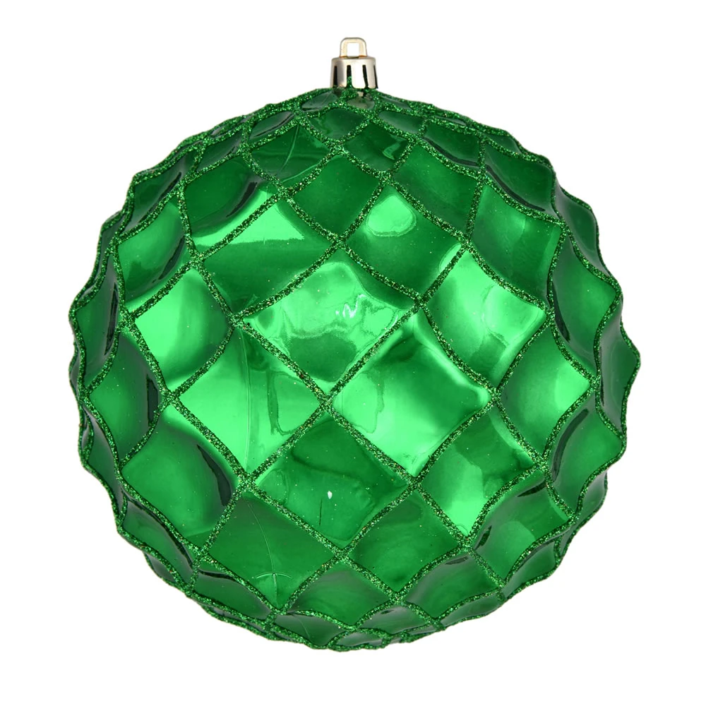6 Inch Green Shiny Form Geometric Christmas Ball Ornament 3 6 Inch Green Shiny Form Geometric Christmas Ball Ornament