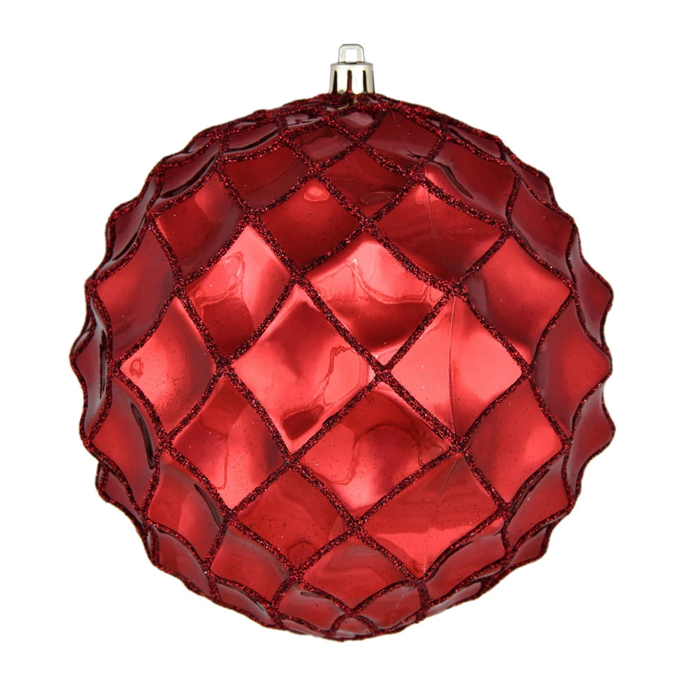 6 Inch Wine Shiny Form Geometric Christmas Ball Ornament 3 6 Inch Wine Shiny Form Geometric Christmas Ball Ornament