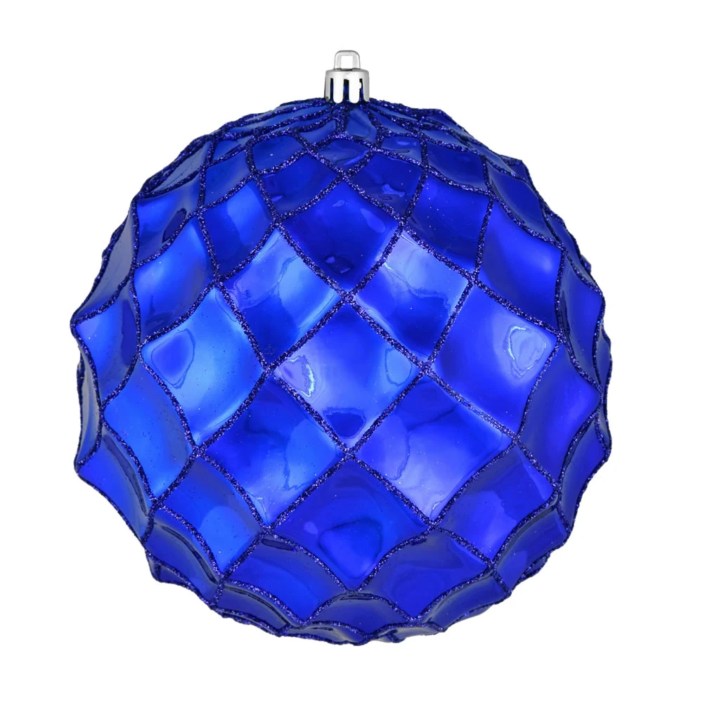 6 Inch Cobalt Blue Shiny Form Geometric Christmas Ball Ornament 3 6 Inch Cobalt Blue Shiny Form Geometric Christmas Ball Ornament