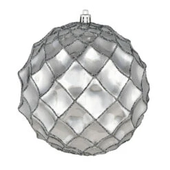 6 Inch Limestone Shiny Form Geometric Christmas Ball Ornament
