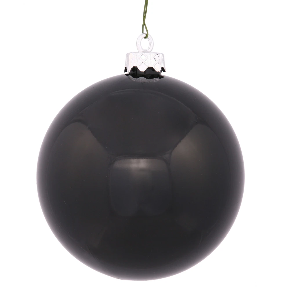 10 Inch Black Shiny Artificial Christmas Ornament - UV Drilled Cap 3 10 Inch Black Shiny Artificial Christmas Ornament - UV Drilled Cap