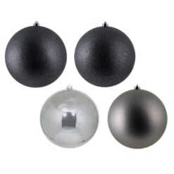 10 Inch Limestone Assorted Christmas Ball Ornament - 4 Per Set