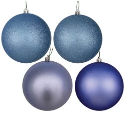 10 Inch Periwinkle Assorted Christmas Ball Ornament - 4 Per Set