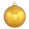 10 Inch Antique Gold Shiny Artificial Christmas Ball Ornament - UV Drilled Cap
