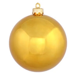 10 Inch Antique Gold Shiny Artificial Christmas Ball Ornament - UV Drilled Cap
