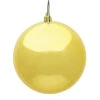 10 Inch Honey Gold Shiny Artificial Christmas Ball Ornament - UV Drilled Cap -Winter Decor Hub N592537DSV