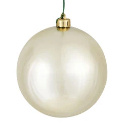 10 Inch Champagne Shiny Artificial Christmas Ball Ornament - UV Drilled Cap