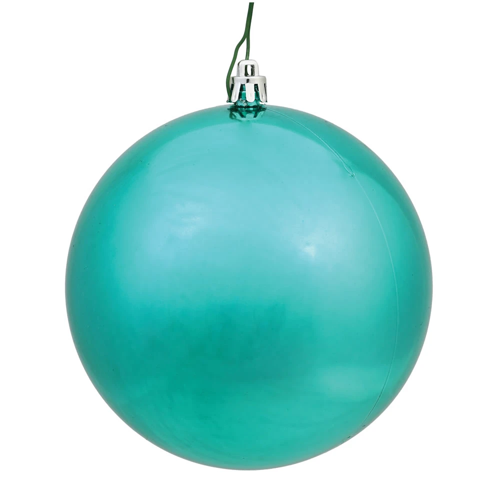 10 Inch Teal Shiny Artificial Christmas Ball Ornament - UV Drilled Cap 3 10 Inch Teal Shiny Artificial Christmas Ball Ornament - UV Drilled Cap