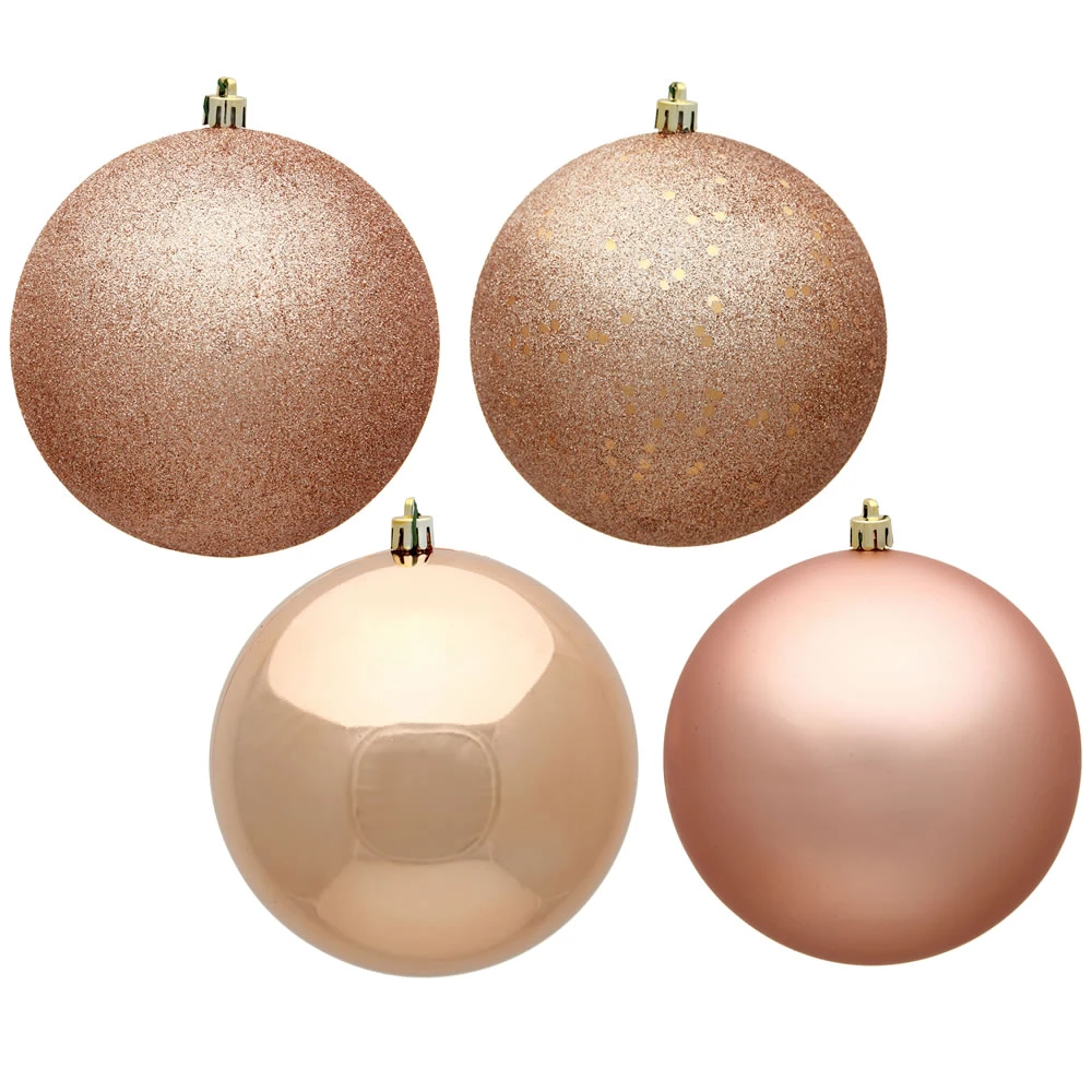 10 Inch Rose Gold Assorted Christmas Ball Ornament - Set Of 4 3 10 Inch Rose Gold Assorted Christmas Ball Ornament - Set Of 4