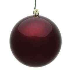 10 Inch Burgundy Candy Artificial Christmas Ball Ornament - UV Drilled Cap