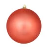 10 Inch Coral Matte Christmas Ball Ornament With Drilled Cap