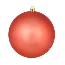10 Inch Coral Matte Christmas Ball Ornament With Drilled Cap