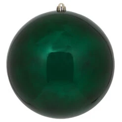 10 Inch Midnight Green Shiny Artificial Christmas Ball Ornament - UV Drilled Cap