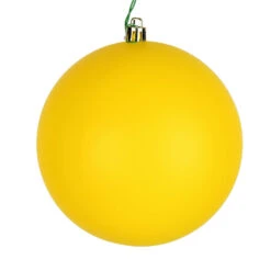 10 Inch Yellow Matte Christmas Ball Ornament With Drilled Cap