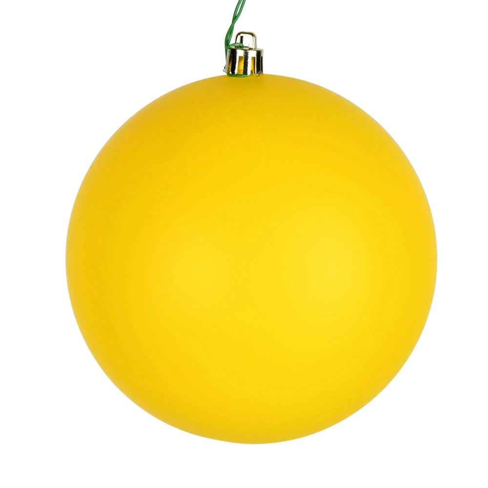 10 Inch Yellow Matte Christmas Ball Ornament With Drilled Cap 3 10 Inch Yellow Matte Christmas Ball Ornament With Drilled Cap