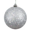 12 Inch Silver Sequin Round Christmas Ball Ornament Shatterproof UV -Winter Decor Hub N593007DQ