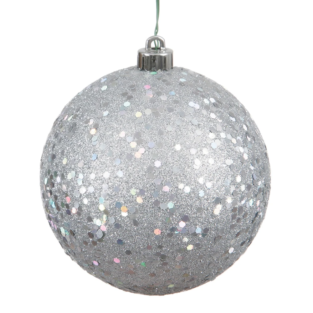 12 Inch Silver Sequin Round Christmas Ball Ornament Shatterproof UV 3 12 Inch Silver Sequin Round Christmas Ball Ornament Shatterproof UV
