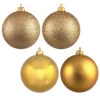 12 Inch Golden Round Christmas Ball Ornament Shatterproof Set Of 4 Assorted Finishes -Winter Decor Hub N593008DA