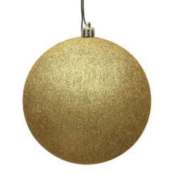 12 Inch Golden Glitter Round Christmas Ball Ornament Shatterproof UV