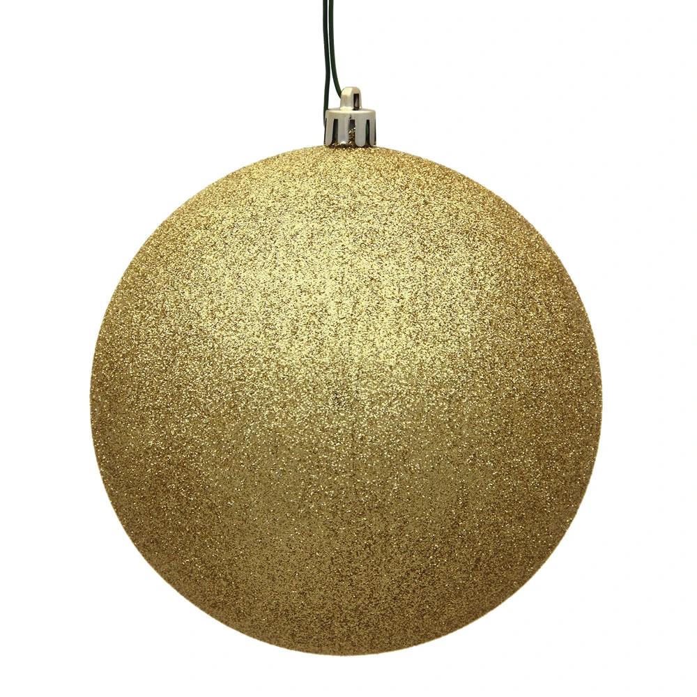 12 Inch Golden Glitter Round Christmas Ball Ornament Shatterproof UV 3 12 Inch Golden Glitter Round Christmas Ball Ornament Shatterproof UV