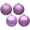 12 Inch Orchid Pink Round Christmas Ball Ornament Shatterproof Set Of 4 Assorted Finishes