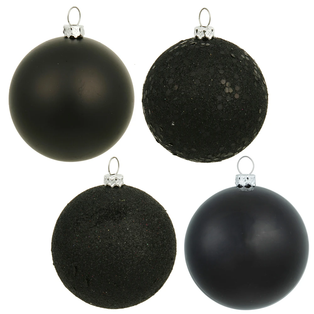 12 Inch Black Round Christmas Ball Ornament Shatterproof Set Of 4 Assorted Finishes 3 12 Inch Black Round Christmas Ball Ornament Shatterproof Set Of 4 Assorted Finishes