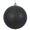 12 Inch Black Glitter Christmas Ball Ornament With Drilled Cap -Winter Decor Hub N593017DG