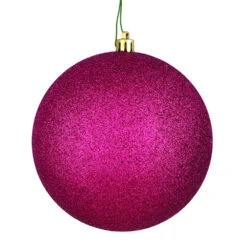 12 Inch Berry Red Glitter Christmas Ball Ornament With Drilled Cap