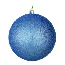 12 Inch Periwinkle Glitter Christmas Ball Ornament With Drilled Cap