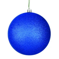 12 Inch Midnight Blue Sequin Christmas Ball Ornament With Drilled Cap