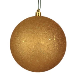 12 Inch Copper Gold Sequin Christmas Ball Ornament With Drilled Cap