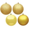12 Inch Honey Gold Round Christmas Ball Ornament Shatterproof Set Of 4 Assorted Finishes 2 12 Inch Honey Gold Round Christmas Ball Ornament Shatterproof Set Of 4 Assorted Finishes -Winter Decor Hub N593037DA
