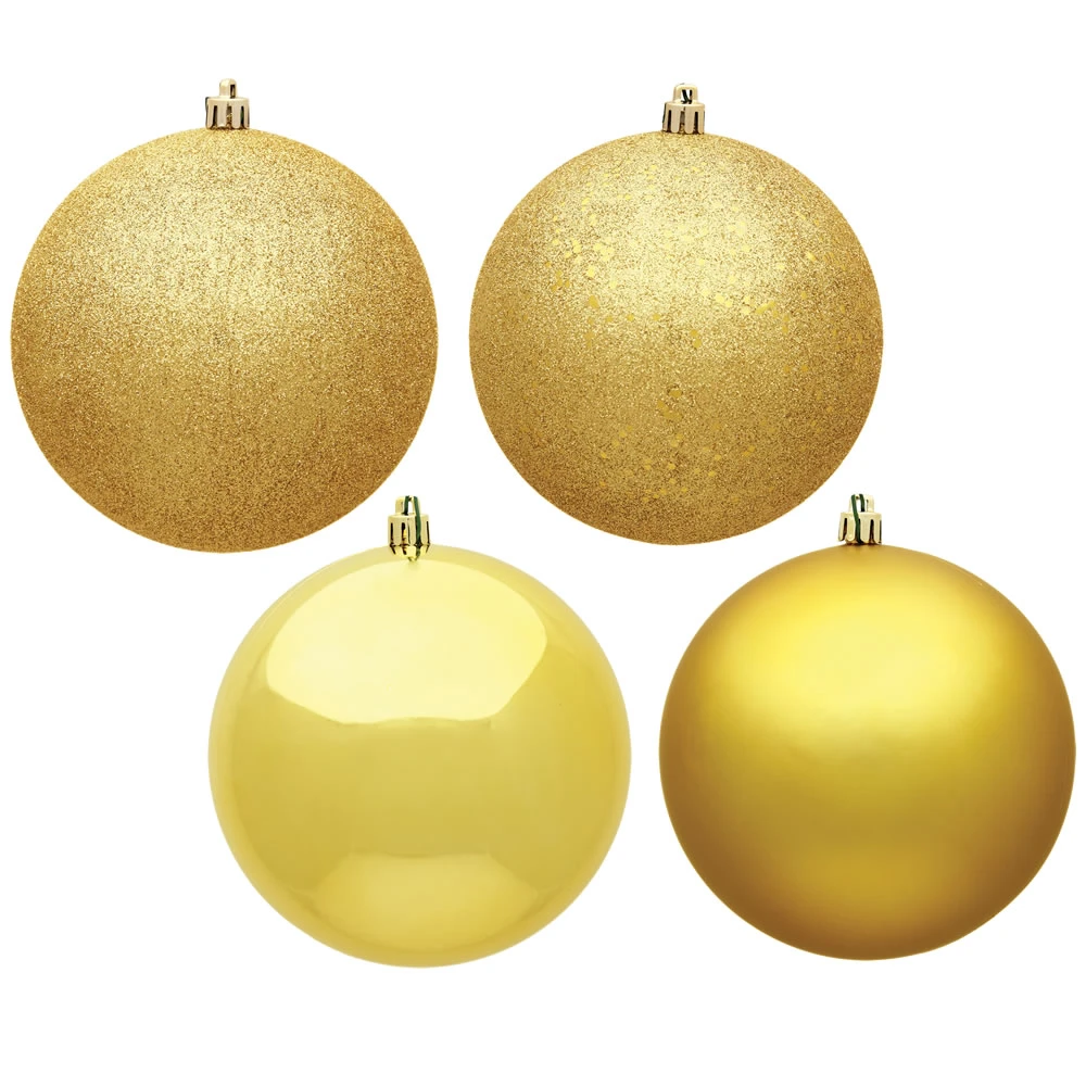 12 Inch Honey Gold Round Christmas Ball Ornament Shatterproof Set Of 4 Assorted Finishes 3 12 Inch Honey Gold Round Christmas Ball Ornament Shatterproof Set Of 4 Assorted Finishes