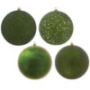 12 Inch Moss Green Round Christmas Ball Ornament Shatterproof Set Of 4 Assorted Finishes -Winter Decor Hub N593064DA
