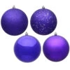 12 Inch Purple Round Christmas Ball Ornament Shatterproof Set Of 4 Assorted Finishes -Winter Decor Hub N593066DA