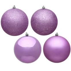 12 Inch Orchid Round Christmas Ball Ornament Shatterproof Set Of 4 Assorted Finishes