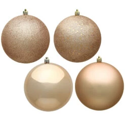 12 Inch Cafe Latte Round Christmas Ball Ornament Shatterproof Set Of 4 Assorted Finishes