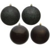 12 Inch Gunmetal Round Christmas Ball Ornament Shatterproof Set Of 4 Assorted Finishes -Winter Decor Hub N593084DA