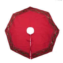 54 Inch Red Sequin Swirl Decorative Christmas Tree Skirt